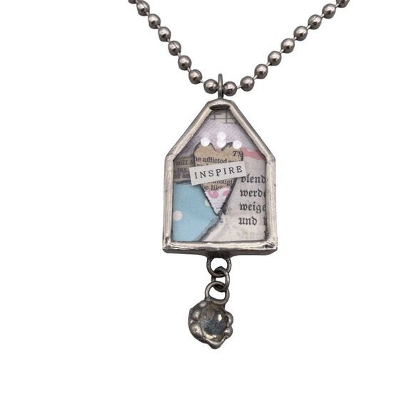 Hand Crafted Vintage Sheet Inspire Pendant Ball Beaded Chain Necklace 18 Inches - Picture 1 of 9